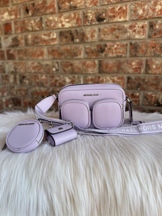 Michael Kors Handbags - Michael Kors Lilac Leather Crossbody Camera Bag with Matching Pouches